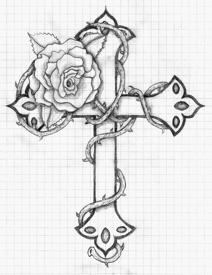 900x1163 Cross With Roses Printable Sheets Cross With Roses Colouring Pages