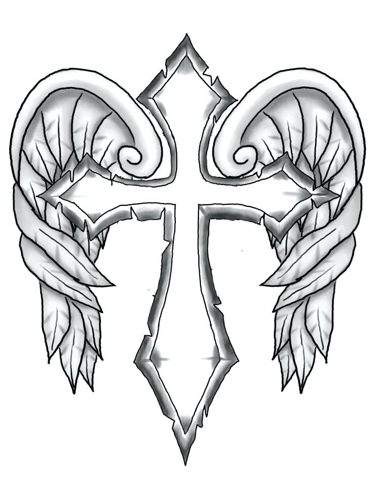 736x976 Crosses With Roses Coloring Pages Hearts With Wings And Roses