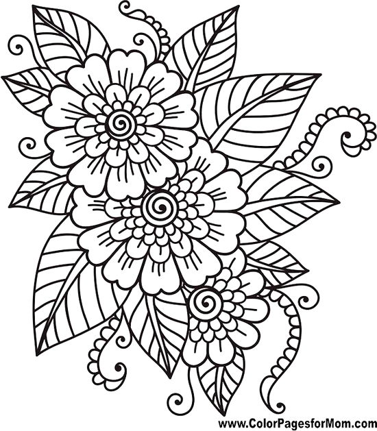 550x629 Flower Coloring Pages For Adults