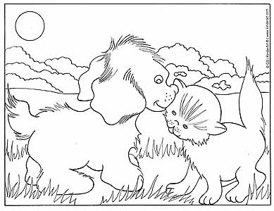 389x300 Printable Coloring Pages Of Cats And Dogs Best