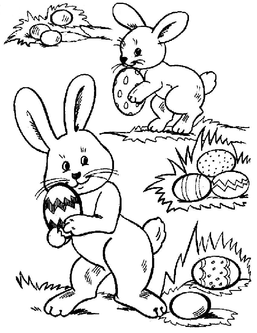 Coloring Pages Of Easter Eggs And Bunnies