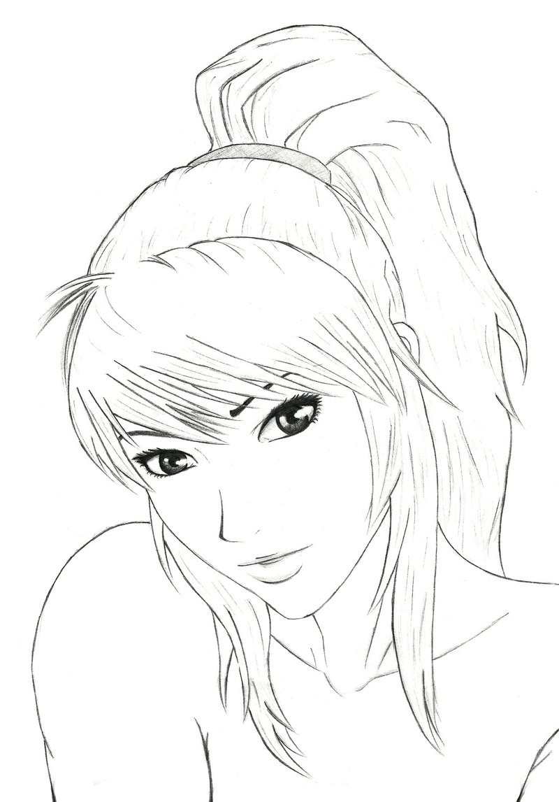 800x1147 Simple Girl Face Drawing Coloring Pages Simple Girl Drawing Pretty