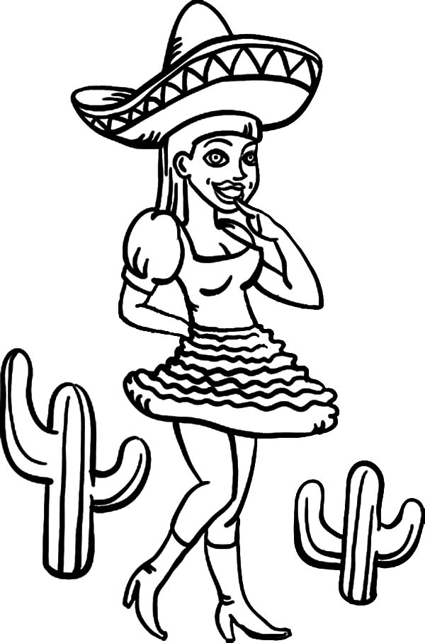600x909 Beautiful Mexican Girl Dress Coloring Pages Color Luna