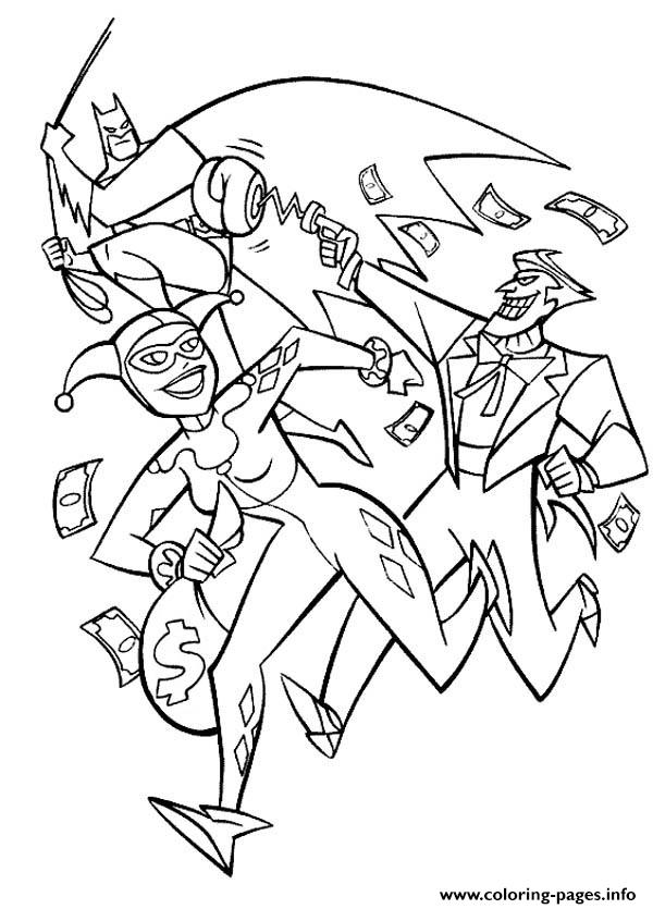 600x835 Batman Joker Together Harley Quinn Coloring Pages Printable