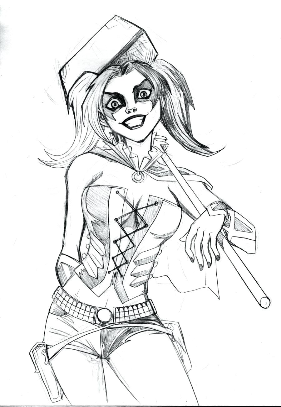 900x1299 Coloring Pages ~ Harley Quinn Coloring Pages Drawn 1 For Adults