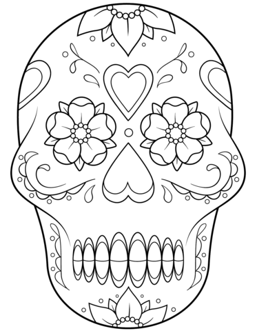 373x480 Flower Heart Coloring Pages Sugar Skull With Flowers
