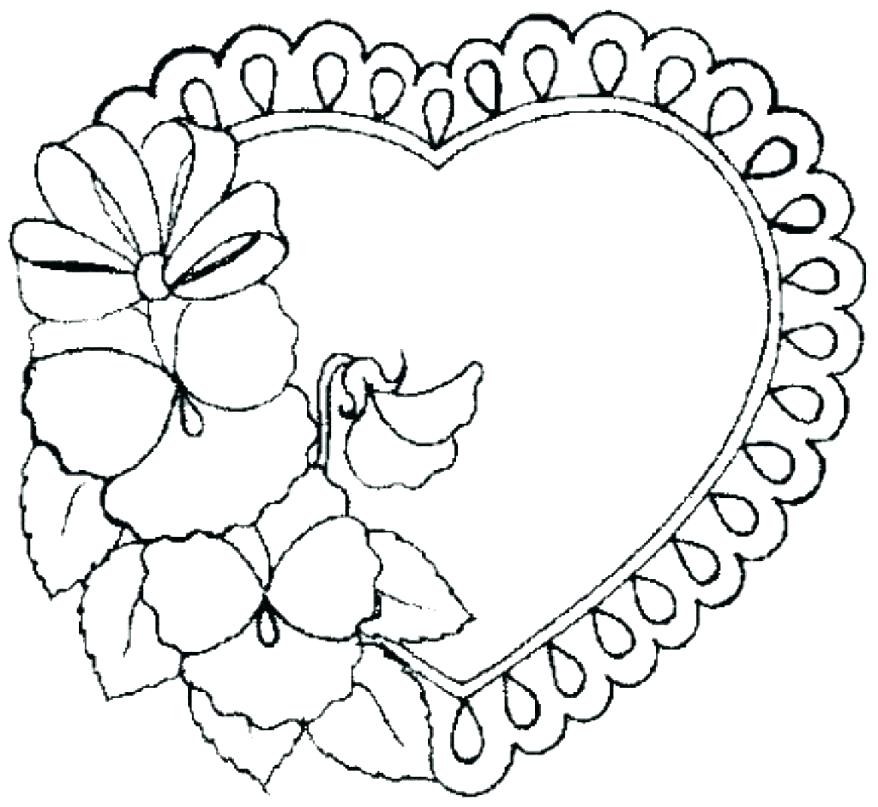 878x807 Flowers And Hearts Coloring Pages Roses And Hearts Coloring Pages