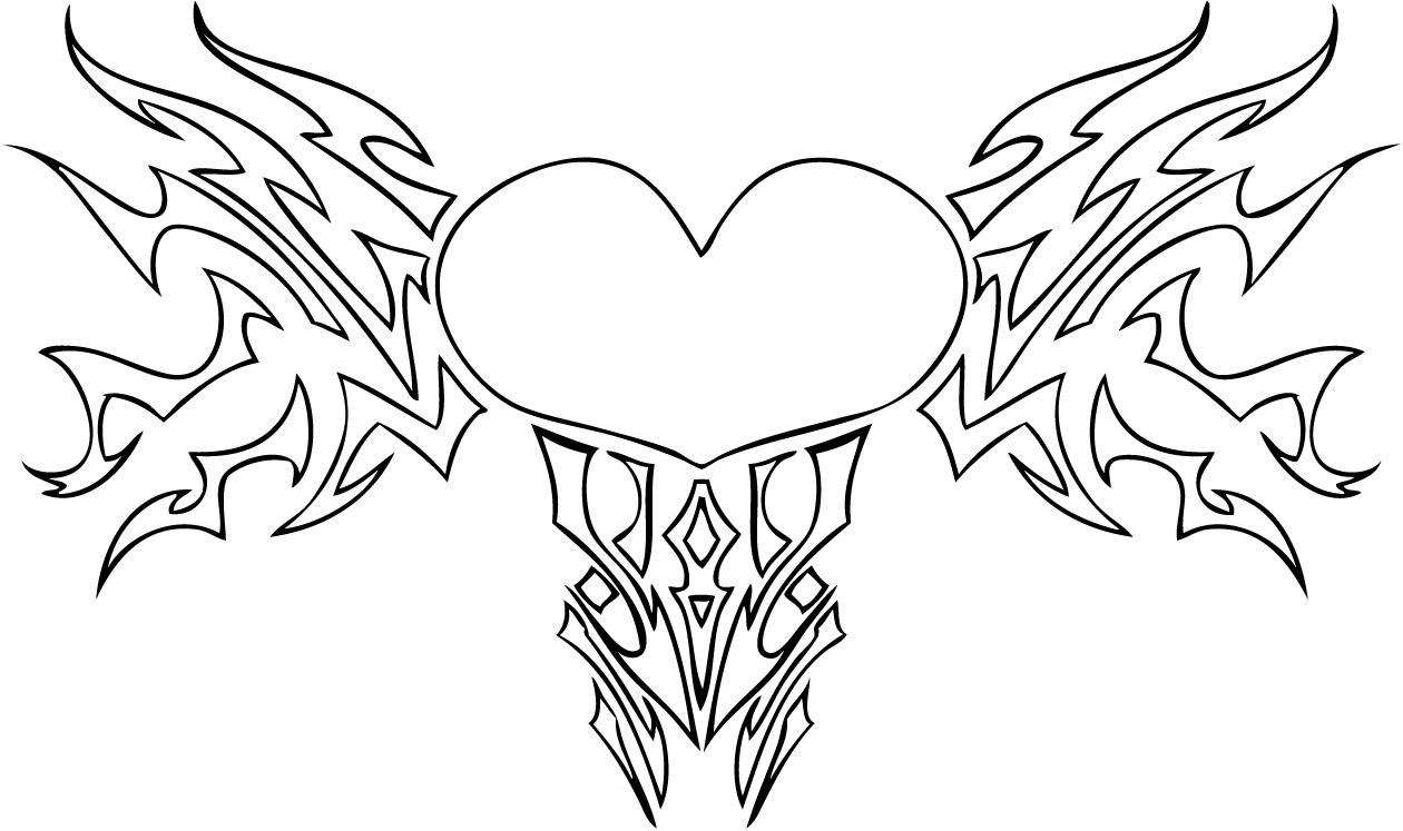 1260x747 Heart With Flowers Coloring Pages