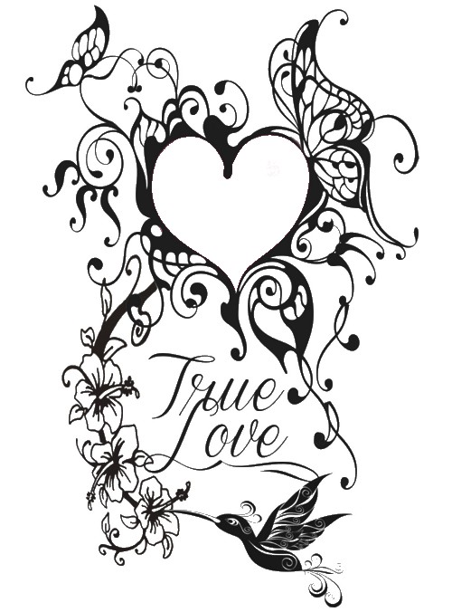 500x676 Adult Coloring Page Valentine's Day Tattoo Heart 7