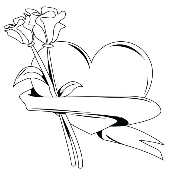 600x609 Color Pages Of Hearts Heart Rose Coloring Pages Hearts