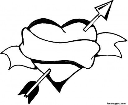412x338 Valentines Day Heart And Arrow Coloring Page