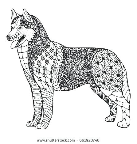 446x470 Siberian Husky Coloring Pages Husky Dog Stylized Vector