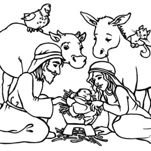 300x300 Jesus Is Born In A Manger In Nativity Coloring Page Jesus Is Born