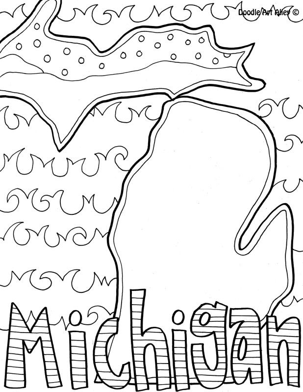 618x799 Michigan Coloring Page By Doodle Art Alley Usa Coloring Pages