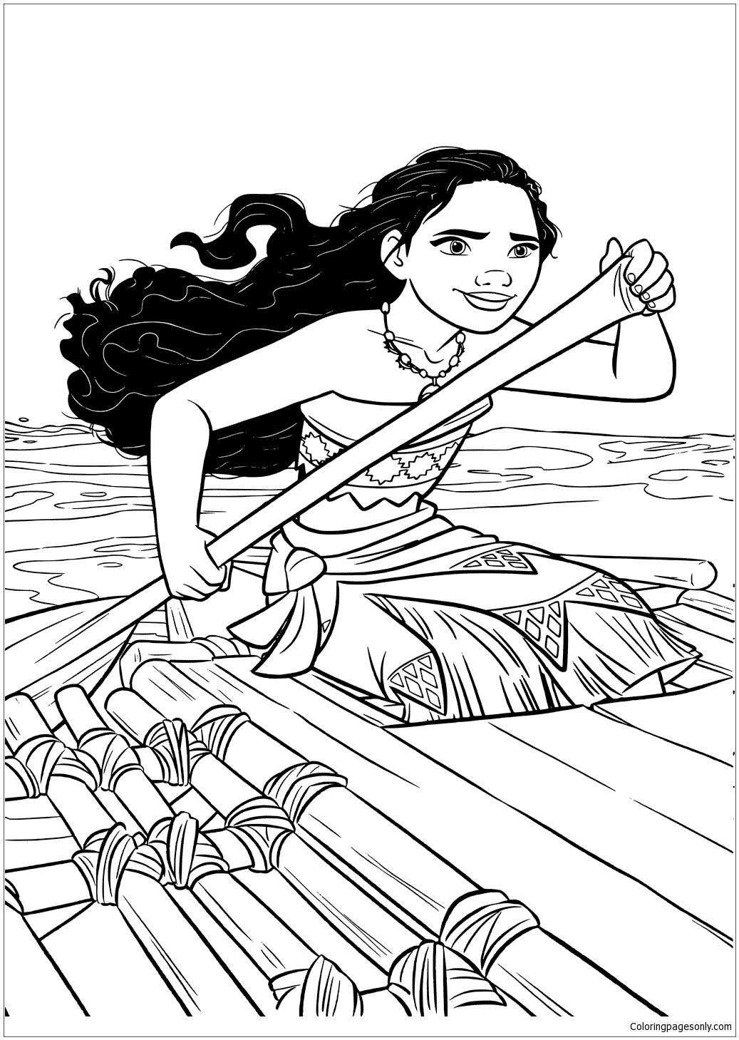 1037x1459 Moana In A Boat Coloring Page Moana Coloring Pages