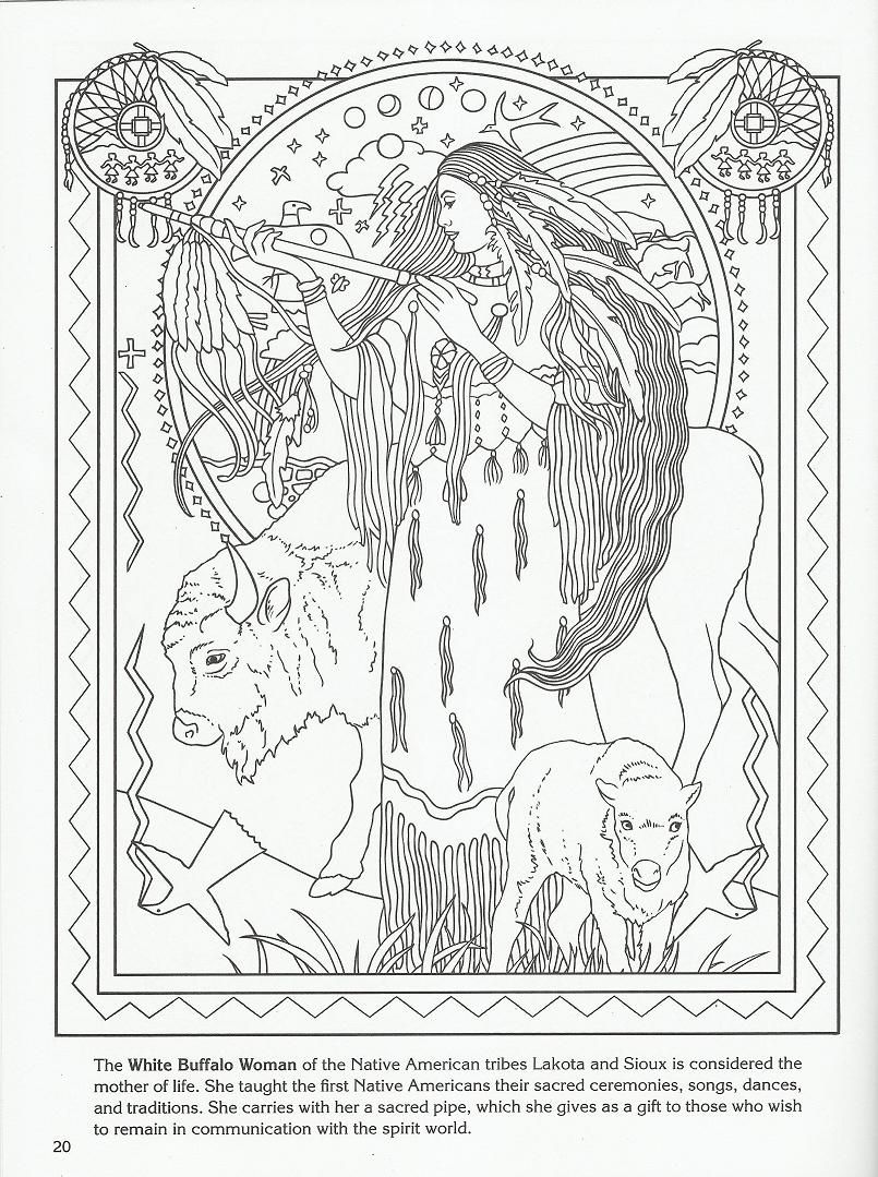 805x1079 White Buffalo Woman Nursing Pmh, Art Therapy, Coloring Sheets