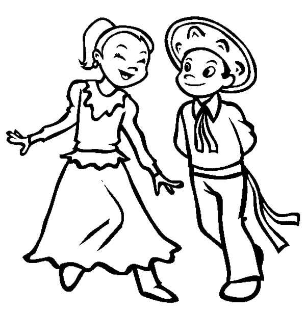600x612 Couple Dancing In Mexican Dress Coloring Pages Color Luna
