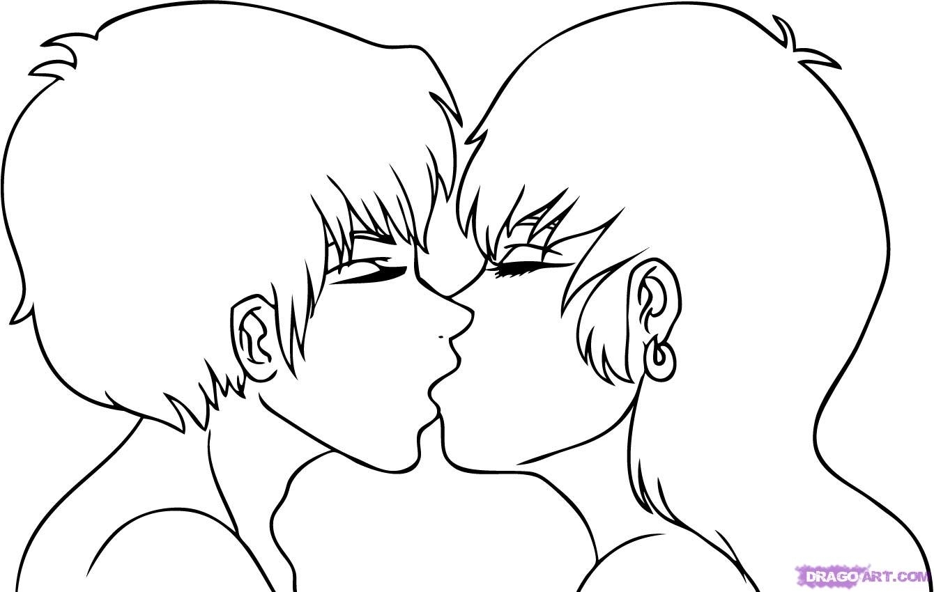 1340x850 How To Draw Kissing With Regard To How To Draw Two People Kissing
