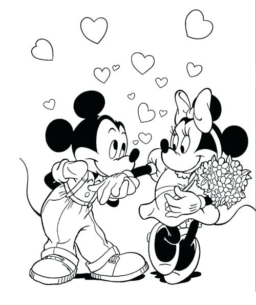 500x594 And Mickey Kissing Coloring Pages Pictures Mickey Kissing