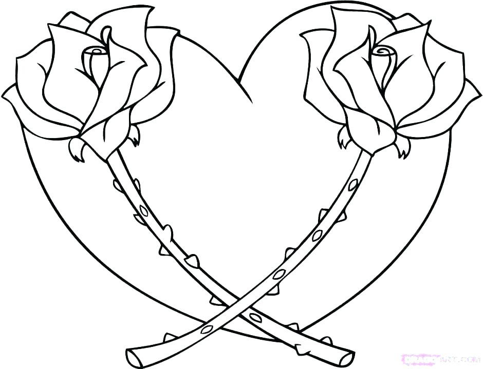 940x719 Coloring Pages Of Roses And Butterflies Hearts Page Rose Plus