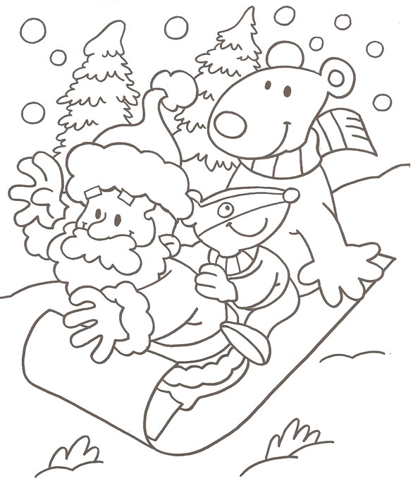 586x709 Dorable Coloring Pages Of Santa Sleigh Photos