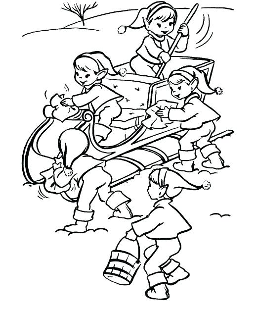 518x632 Santa Sleigh Coloring Page The Elves Cleaning The Sleigh Coloring