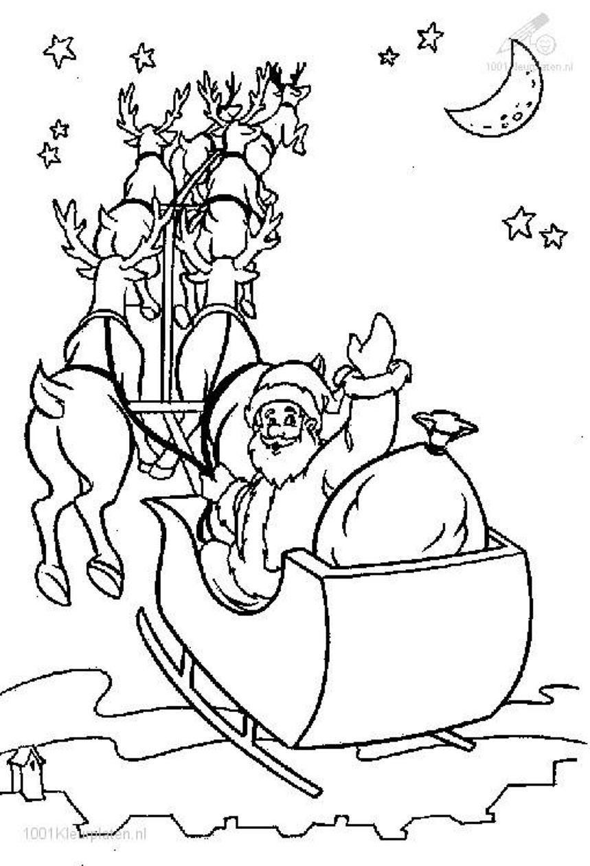 859x1260 Christmas Coloring Pages Printable Santa And His Sleigh