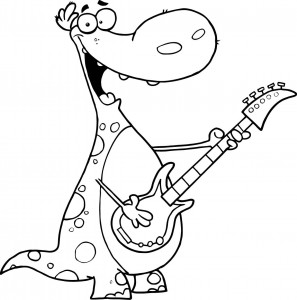 297x300 Coloring Pages Of Spotted Dinosaur Playing The Guitar And Singing