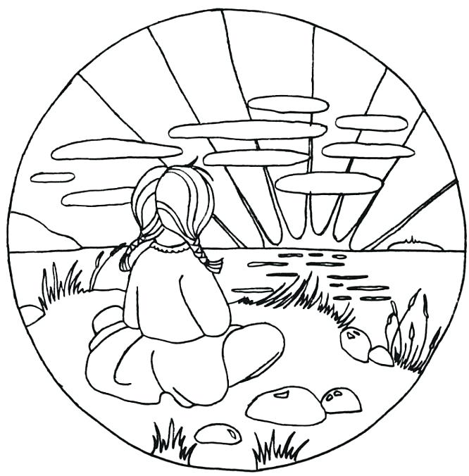 666x676 Sunset Coloring Pages Free