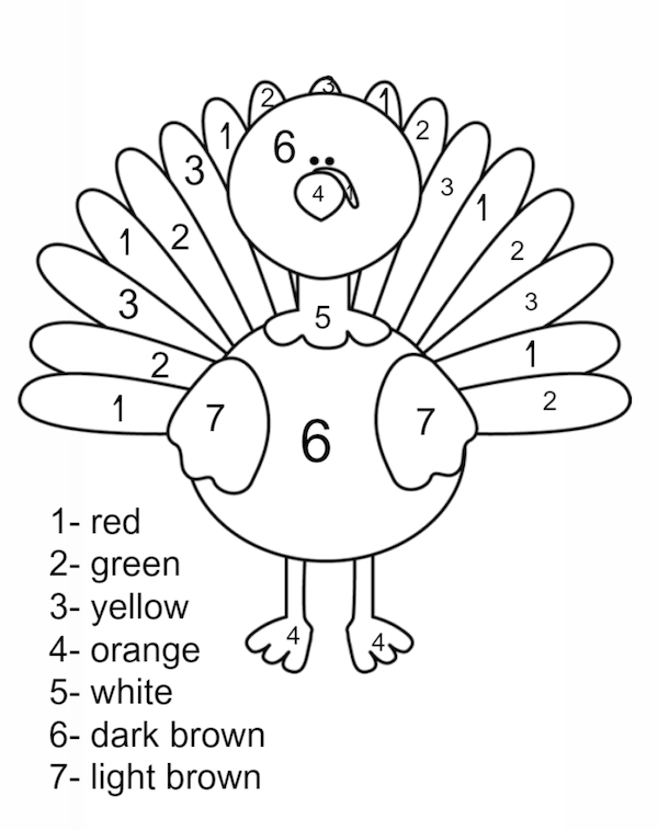 600x757 Color By Number Thanksgiving Coloring Pages