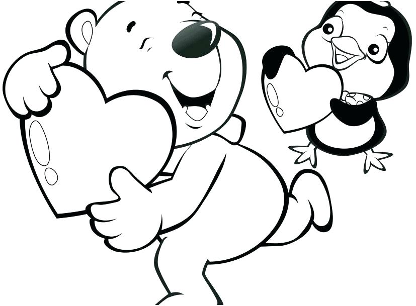 827x609 Valentine Cartoon Coloring Pages Valentines Color Page Cute Hello