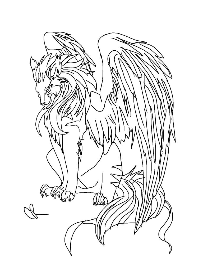 768x1024 Coloring Pages Of Wolves With Wings Printable Coloring For Kids 2018