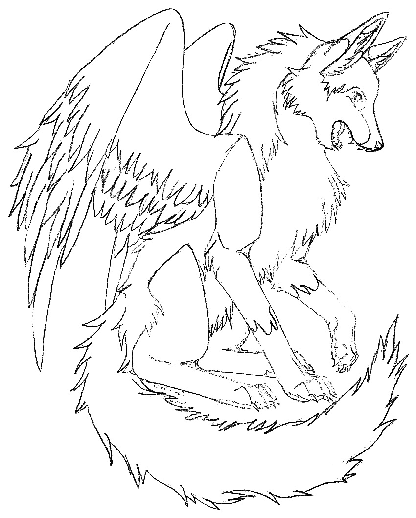 850x1059 Winged Wolves Coloring Pages