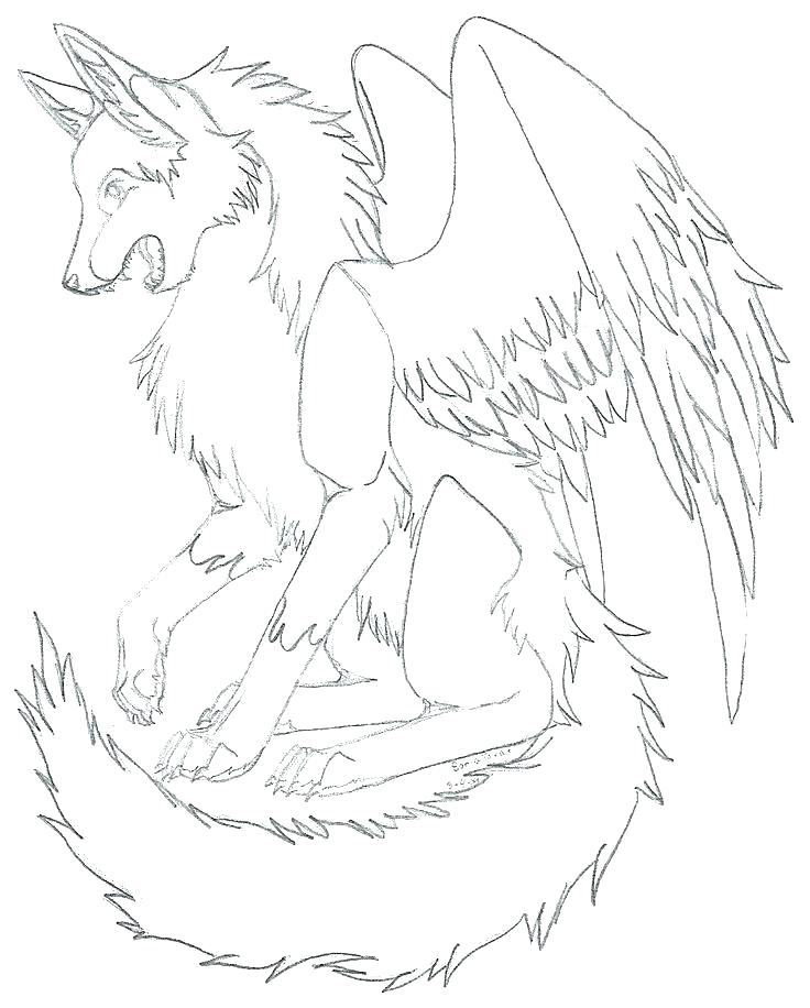 736x916 Coloring Pages Of Wolf With Wings A Adult Patterns Printable
