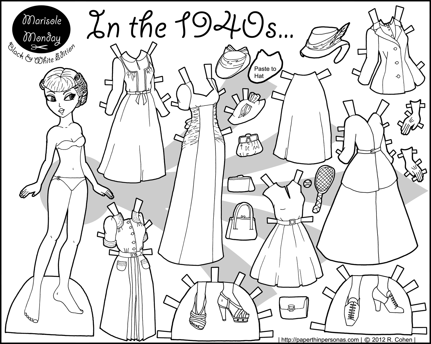 1500x1200 In The 1940s Paper Doll Coloring Page Frozen Paper Dolls