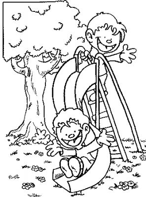 296x400 Kids Coloring Pages Boys On Slide In A Park Gtgt Disney Coloring Pages