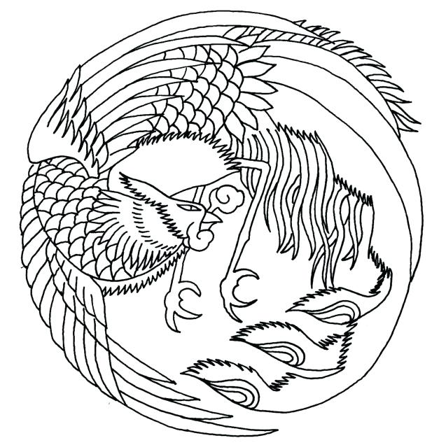 627x636 Phoenix Coloring Pages Phoenix Coloring Drawing Download For Free