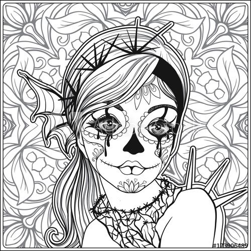 500x500 Portrait Of A Young Beautiful Girl In Halloween Or Day Of The Dead