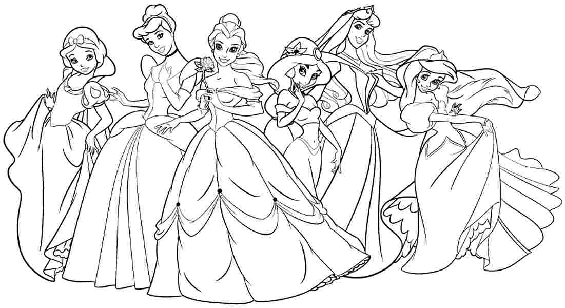 1101x600 All Disney Princess Coloring Pages Printable