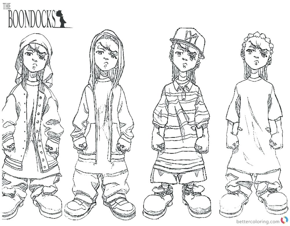 1000x780 Boondocks Coloring Pages Gangsta Free Printable Coloring Pages