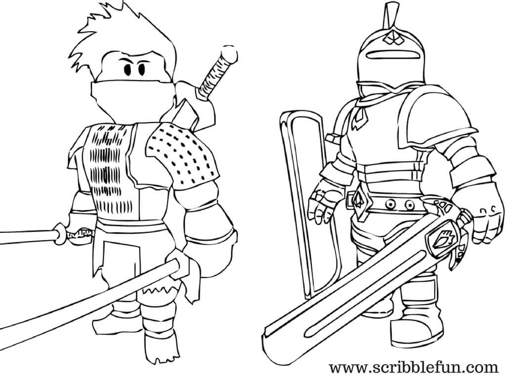 1024x768 Roblox Coloring Pages Knight And Ninja 0