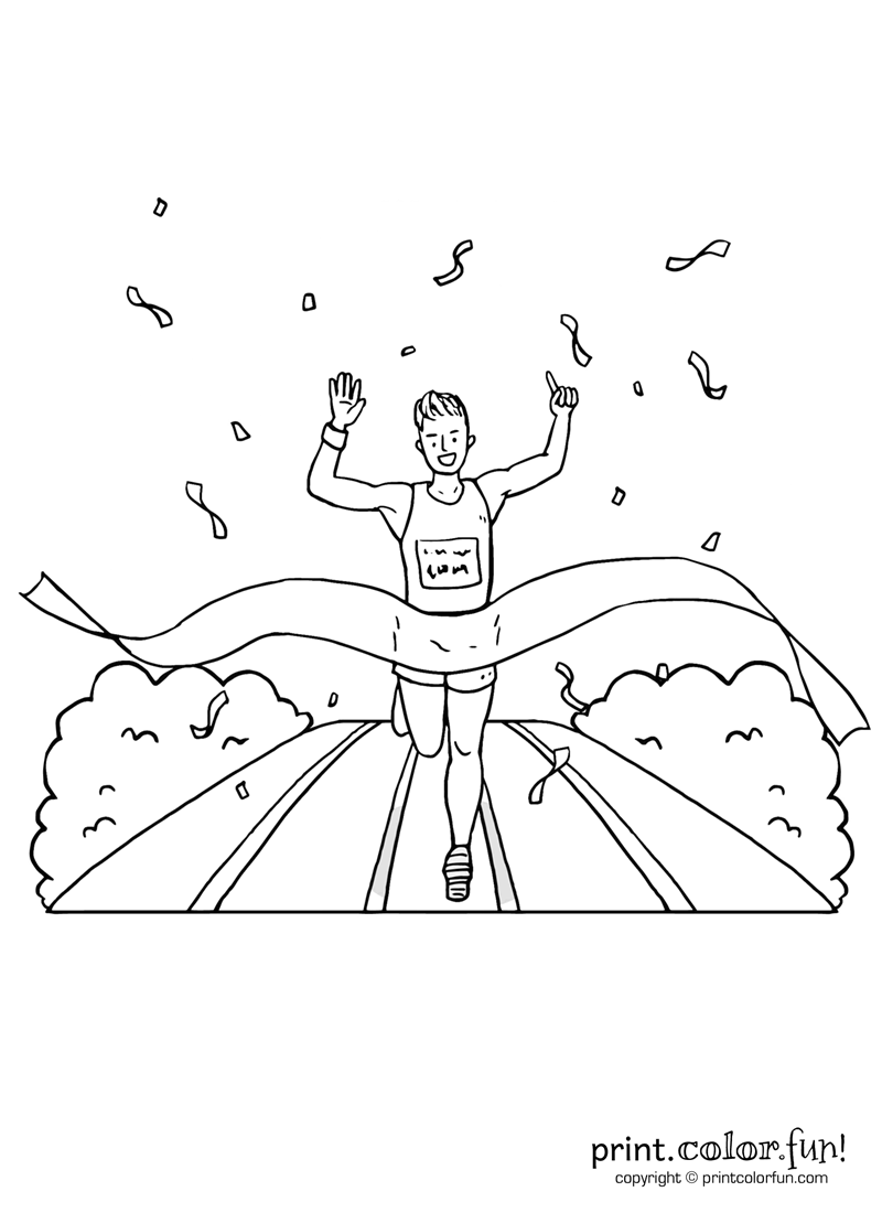 800x1100 Runner Crossing The Race Finish Line Coloring Page
