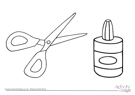 460x325 Glue And Scissors Colouring Page