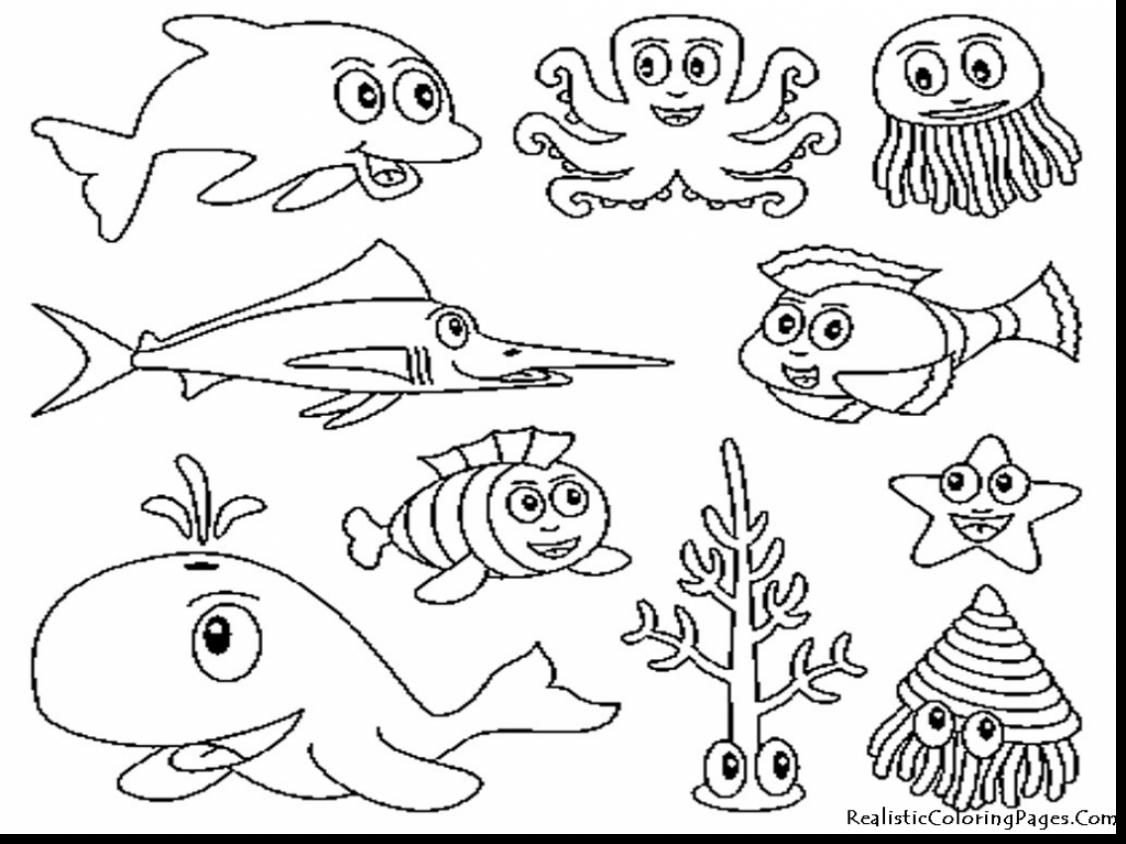 1126x844 Terrific Printable Coloring Page Sea Ocean Animals With Within