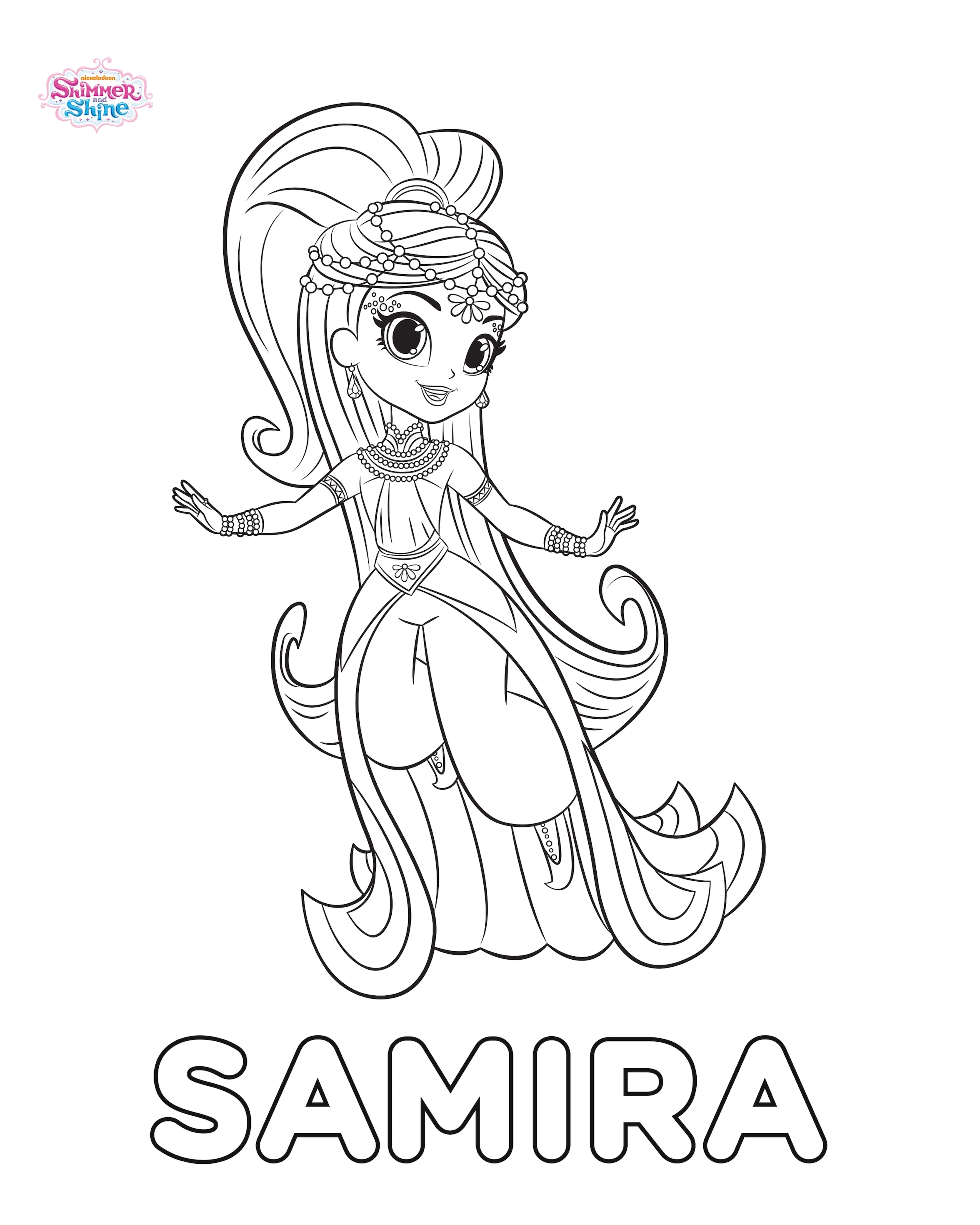 2352x2940 Image Princess Samira Shimmer And Shine Coloring Page Printable