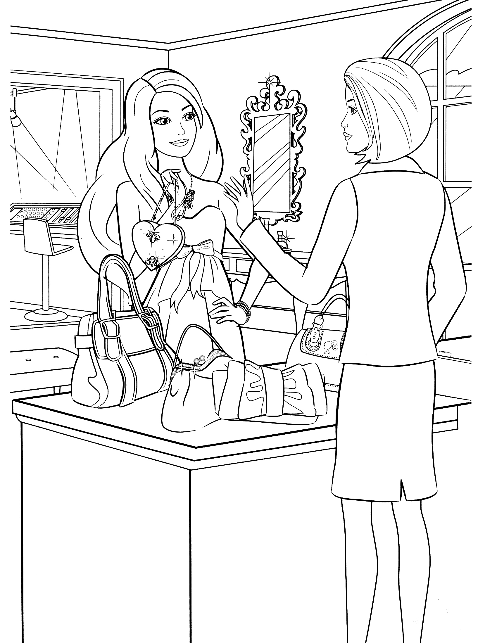 1700x2200 Barbie Do Shopping Coloring Page