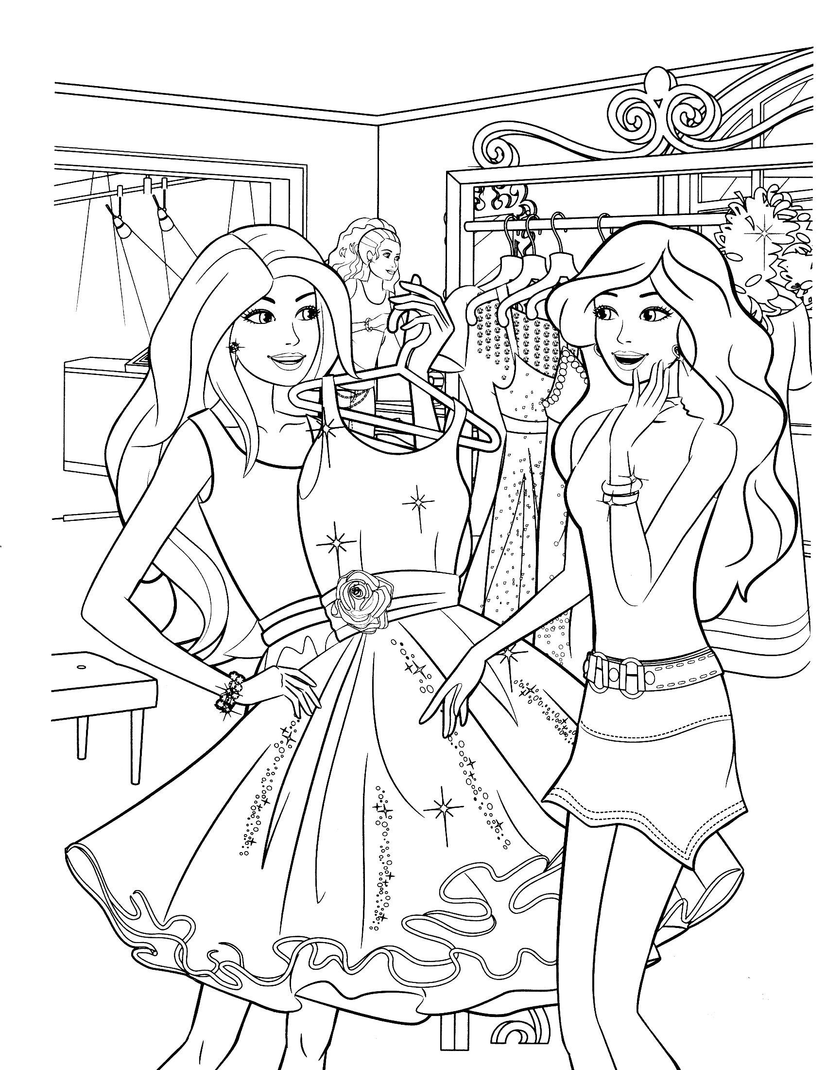 1700x2200 Barbie Friends Coloring Pages