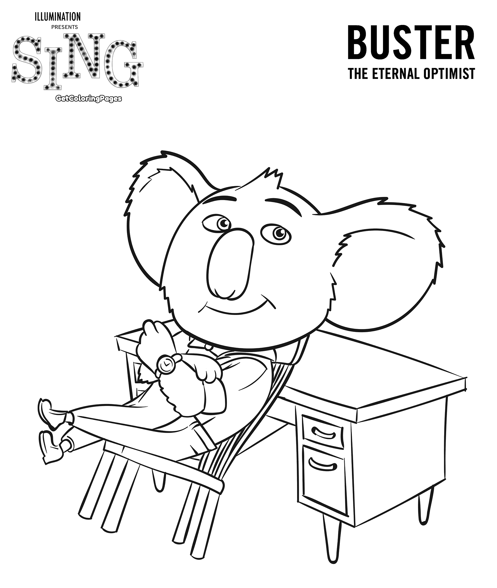 1730x2048 Sing Movie Coloring Pages Koala Buster