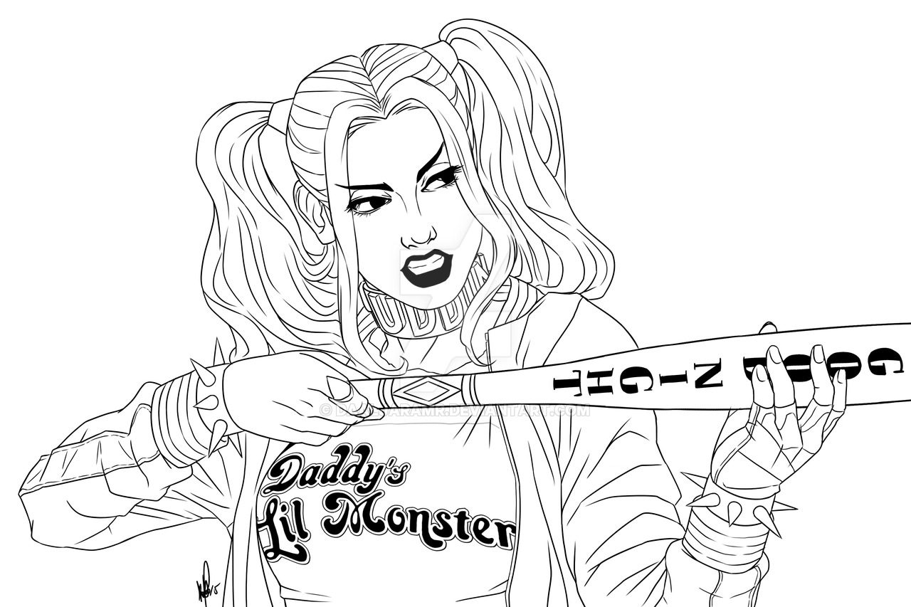 1280x853 Harley With Bat Suicide Squad Coloring Pages Best For Kids