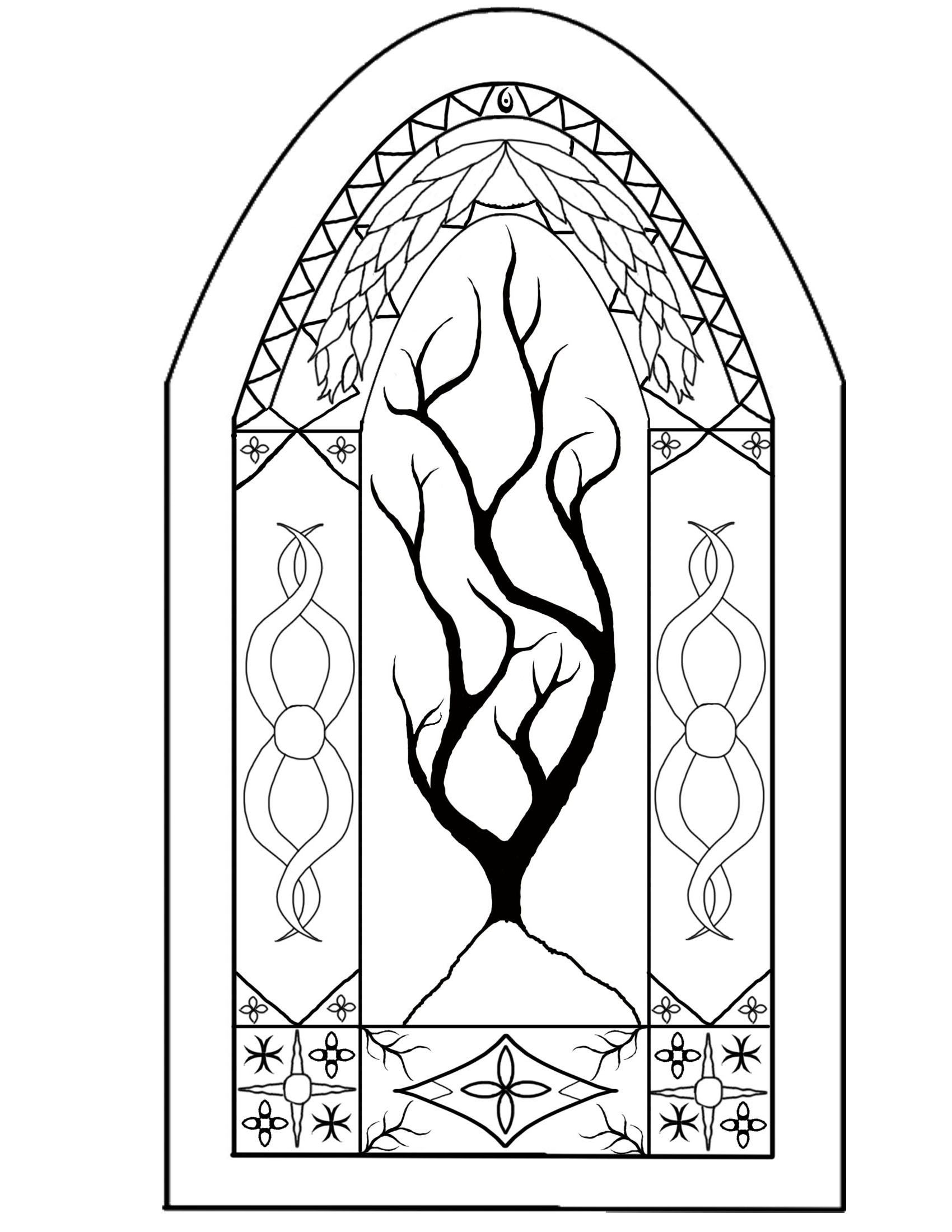 1700x2200 Amazing Stained Glass Window Coloring Pages Picture For That Look